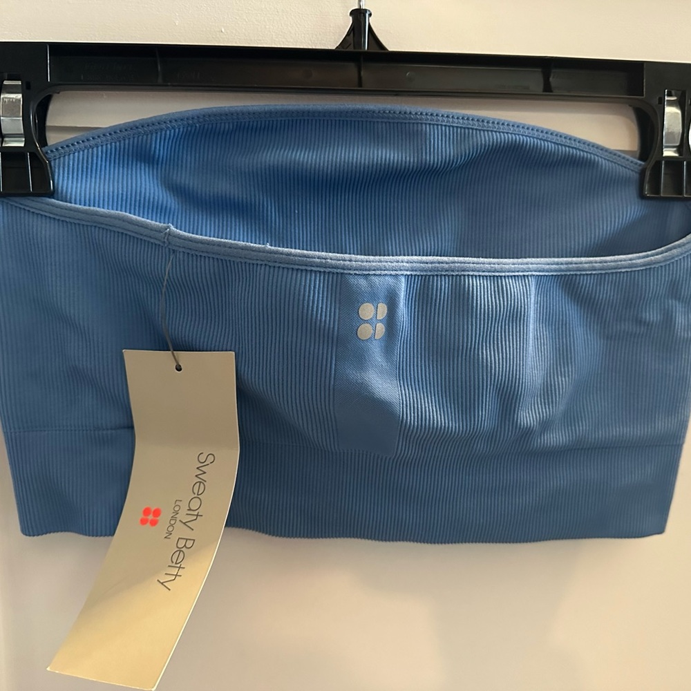 NWT Sweaty Betty Balance Bandeau Bra - Strapless blue sports bra, never worn